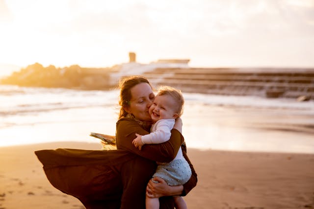 mother on a solo travel with toddler