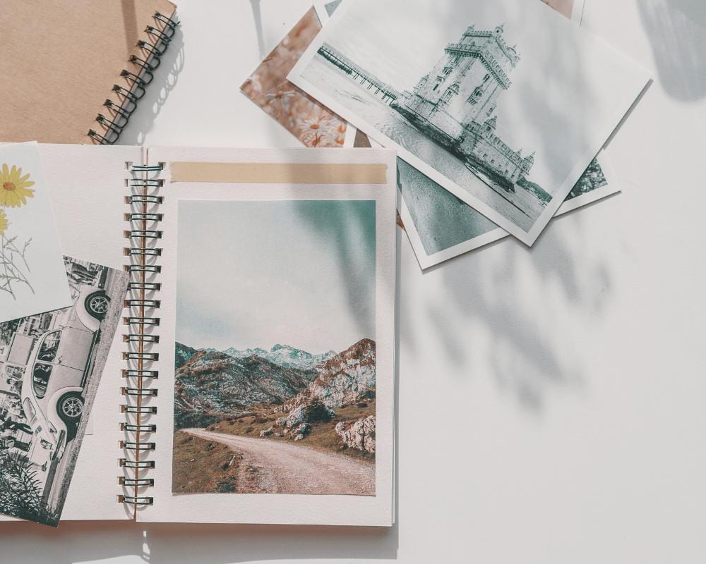 Photos on a travel journal